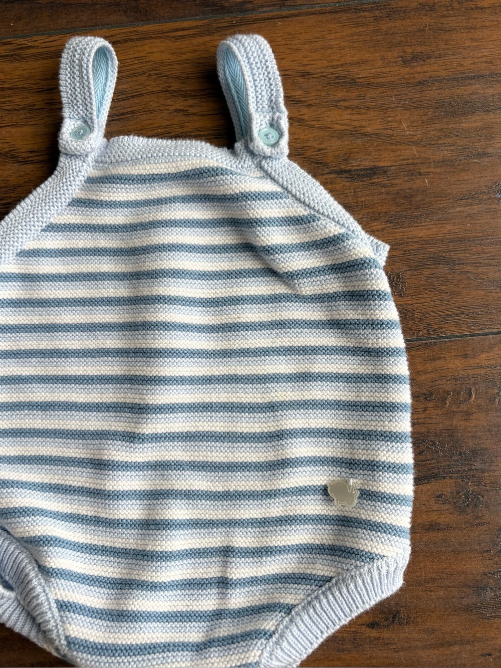 Babycottons Blue & White Striped Knit Bubble Romper 3 months